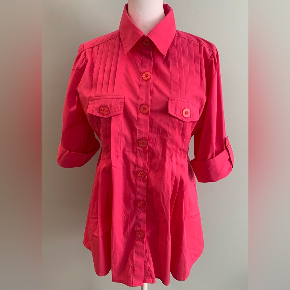 Pleated camp shirt blouse